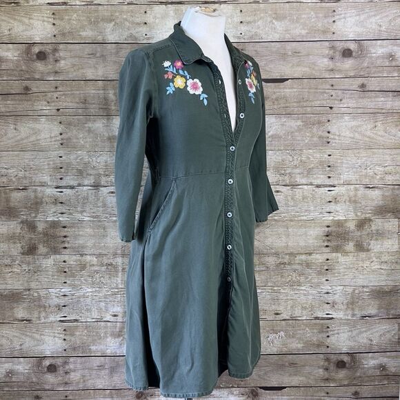 Wonder Nation Sz XL (14-16) Women’s Shirt Drees Used Olive Green - Picture 2 of 15